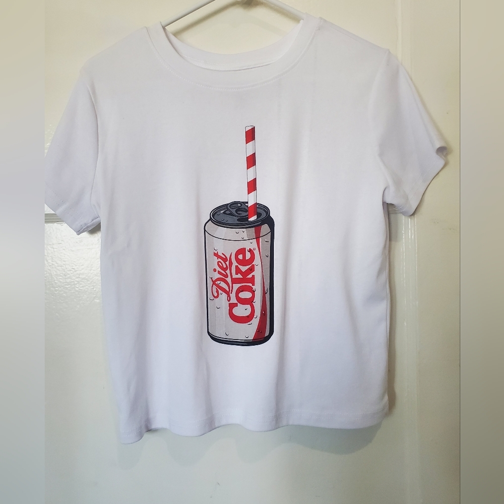 Freeze White and Red Short Sleeve Tee with Retro Diet Coke Design